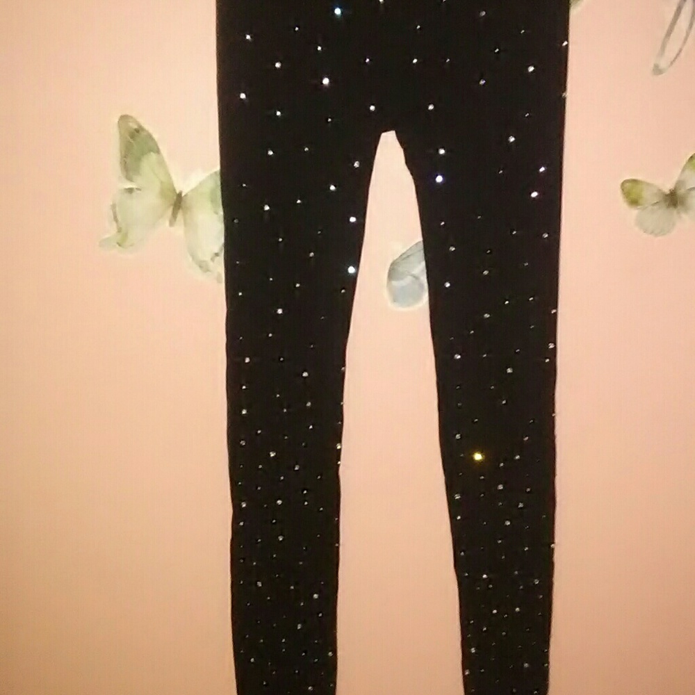 Rhinestone studded leggings